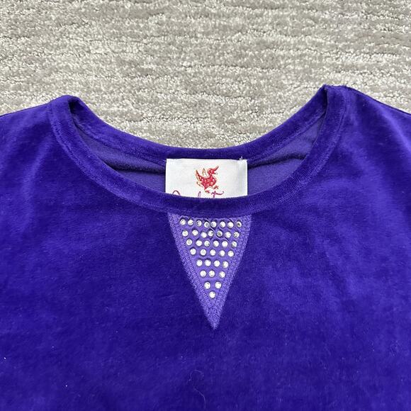 Quacker Factory Lounge Set Womens Large Purple Velour Rhinestone Cozy Pants - Picture 3 of 16